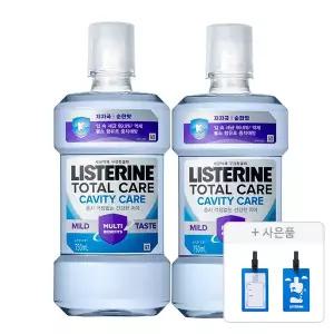 리스테린 토탈케어 캐비티케어 마일드액 750ml, 2개 + 증정(러기지택, 1개)
