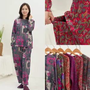 엄마옷 마미소 꽃무늬 홈 상하 세트 국내생산 겨울 면 실내복 할머니 빅사이즈 40 70 마담 중년 여성 옷