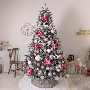 [텐바이텐]크리스마스 트리 나무 장식 풀세트 크림핑크샤프리 240cm 양면