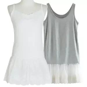 면레이스 레이어드원피스/레이스쉬폰망사 프릴캉캉롱나시 티셔츠코디 사계절