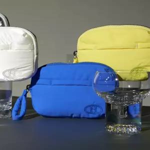 헤지스 액세서리 24FW [여행][PUPPY] 블루 나일론 패딩 투포켓 파우치 겸 크로스백 HIWA4FH14B2