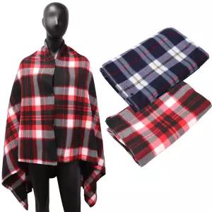 폴라폴리스 망토 담요 체크 무늬 단추 똑딱이 무릎담요