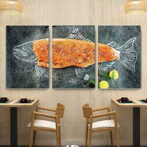 대형 연어 인테리어 액자 일식집 식당 횟집 벽 장식 소품 60x80cm