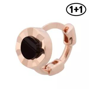 14K 골드핀 엣지링 블랙 링 피어싱 1+1