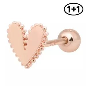 14K 골드핀 러비 하트 피어싱 1+1
