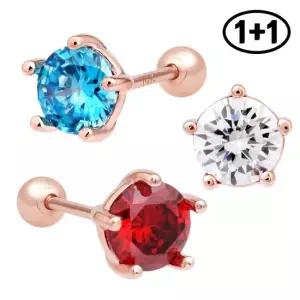 14K 골드핀 5mm 컬러 큐빅 피어싱 1+1