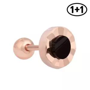 14K 골드핀 엣지 블랙 큐빅 피어싱 1+1