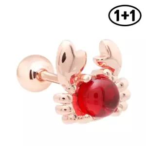 14K 골드핀 레드 크랩 꽃게 피어싱 1+1