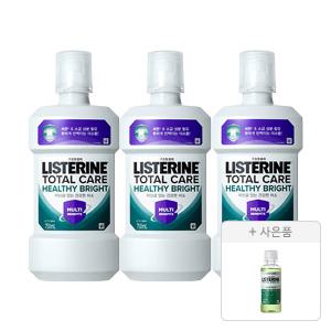 리스테린 헬씨 브라이트 750ml, 3개 + 증정(그린티 마일드 100ml, 1개)