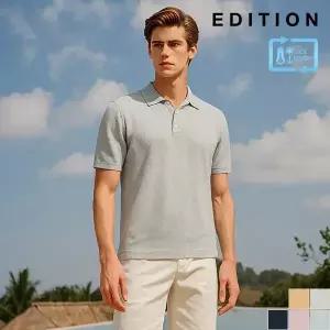 [에디션] 사선 트윌조직 반팔 카라 니트 I (NED2ET1903)