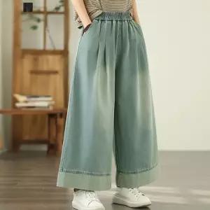 [퀸이즈] [99까지]포치 빅사이즈 밴딩 빅와이드 데님 팬츠