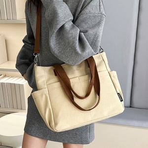심플 멀티포켓 캔버스 토트백 크로스 숄더 데일리 에코백 인쇄가능 3color