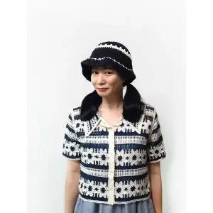 [하프클럽/앞머리]크로셰 뜨개 단추카라 썸머 니트 카디건n606