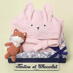 [롯데백화점]타티네쇼콜라 허그미목욕가운+여우애착딸랑이인형세트(출산백일돌선물)TNJXGW03XP-145