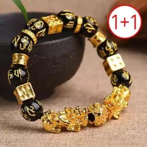 [지와이] 1+1 비휴 염주 주사위 팔찌 흑요석 금전운 재물 소망 사업운 상승 여자 남자 행운 액막이