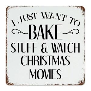 도레나베 재미있는 참신함 금속 간판 베이킹 재료와 크리스마스 영화 보기 포스터 양철 소박한 벽 장식 현대적인 홈 월 아트 개러지 맨 동굴 바 주방 15인치 x15
