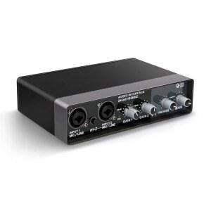 음악 녹음을 위한 유셰어 USB 오디오 인터페이스, 스트리밍 및 팟캐스트 오디오박스 마이크 프리앰프 48v 2 채널