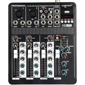48V 팬텀 파워, USB/MP3 입력, PC 녹음, 파티 및 결혼식을 위한 리버브 효과가 있는 KASCHUN T4 4채널 디지털 오디오 믹서