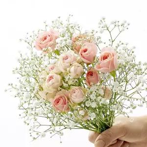 그린테라피 꽃 미니장미 안개 꽃다발