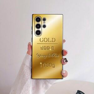 핸드폰케이스 갤럭시 S25 S24 S22 S23 울트라 S21 S20 플러스 5G 서리로 덥은 미끄럼 방지 커버에 대한 클래식 럭셔리 골드 바 멋진 전화 케이스
