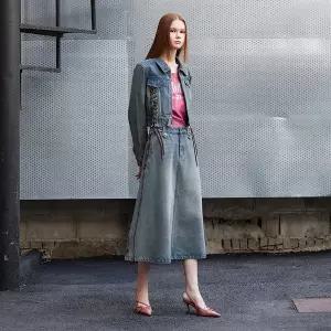 [에고이스트](강남점)[BLUE LABEL] 레이스업 롱 데님 스커트 (ER3ODS01)