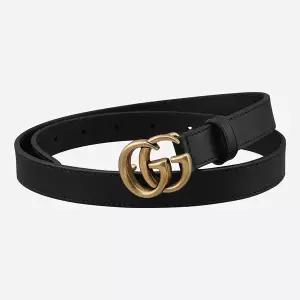 구찌 5F 409417 AP00T 1000 여성 더블 G 슬림 벨트 블랙