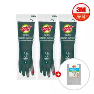 [최종 8,720원] 3M 고리형 다크그린 고무장갑 소/중/대 (택1)x3개 +버블버블 수세미 3입 체험팩