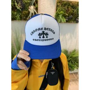 크롬하츠 블루 킹 타코 트러커 모자 화이트 블루