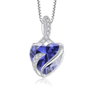 FJ 인피니티 탄생석 목걸이 925 스털링 실버 러브 하트 펜던트 여성용 주얼리 선물