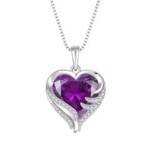 스타체니 엔젤 윙스 여성용 목걸이 925 스털링 실버 러브 하트 펜던트 탄생석 주얼리