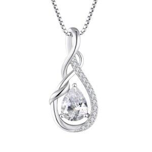 스타체니 인피니티 티어드롭 펜던트 목걸이 여성용 925 스털링 실버 탄생석 주얼리
