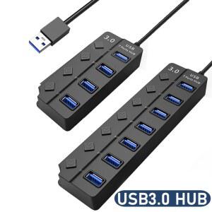 4/7 포트 멀티 USB 3.0 전원 어댑터 분배기 허브 2.0 다중 확장기 스위치 30CM 케이블 도킹 스테이션