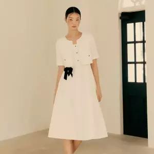 [롯데백화점]케네스레이디 리본 벨티드 레이어드 원피스 (EWOPOF02)