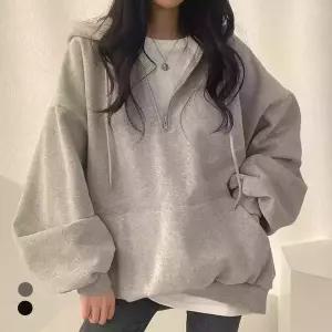 KARRA (77까지)루즈캥거루포켓기모티셔츠_A5W0046