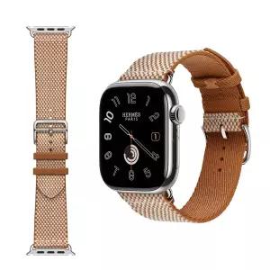 새롭게 출시한 애플 워치 에르메스 42mm 골드/에크류 Toile H 싱글 투어 밴드