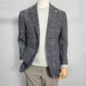 저지 글렌체크 패턴 자켓 블랙_E06FL