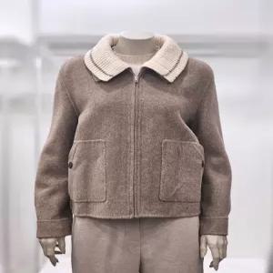 [프렐린]RJK254013 니트 탈부착 카라넥 모직 자켓