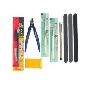 프라모델 건담 모형조립 입문자용 니퍼 핀셋 먹선 펜 기본공구 도구 7종 세트 건프라입문용