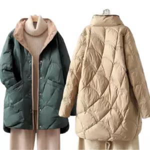 오리털 여성 경량롱패딩 간절기 경량 중년여성 점퍼 코트