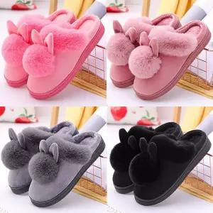 토끼귀 털 슬리퍼 겨울 방한 거실화 학교 사무실 실내화 층간소음 미끄럼방지 털신 룸슈즈