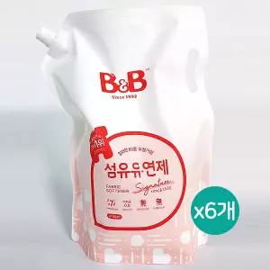 비앤비 섬유유연제 시그니처 자스민 앤 로즈 리필 2100ml 6개