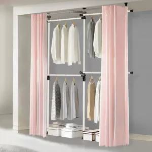 왕자 심플 4단 커튼 행거 슈가핑크 시스템 드레스룸 옷장 451PP