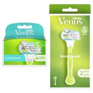 질레트 비너스 엑스트라 스무스 여성용 면도기 2UP+면도날4입 (면도기1개+날 총 6개)