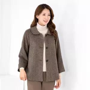 [모슬린]엄마옷 울모직 카라 헤링본 반코트 511FGH128 마담중년여성빅사이즈50대60대