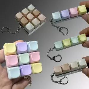곰돌이 파스텔 큐브 피젯 키보드 버튼 블럭 키캡 키링