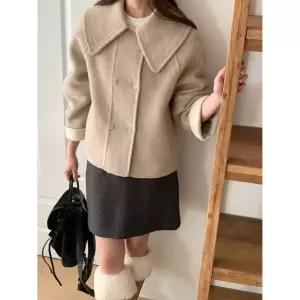 울 핸드메이드 숏 코트 빅카라 데일리 하객 모임룩