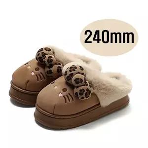 헬로키티 호피리본포인트 어그 통굽 4cm 키높이 슬리퍼 탄브라운 240mm