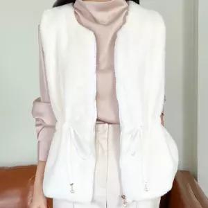 따뜻한 에코 퍼 밍크 조끼 롱 베스트 여성 겨울 인조 밍크퍼 자켓 빅사이즈