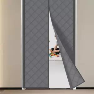 현관문 방문 자석형 무타공 셀프 시공 사계절 방풍 외풍 차단 방수 커튼 90X210