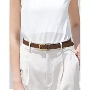 [롯데백화점]닥스 액세서리 [선물포장출고] [DBBE6E742W3]브라운 슬림 무광버클 소가죽 비조 여성벨트